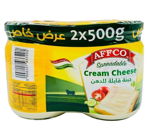 افكو جبنة كريمية قابلة للدهن 500جم 2 قطعة