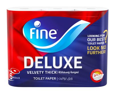 ورق تواليت فاين ديلوكس مخملي سميك 6 لفات
