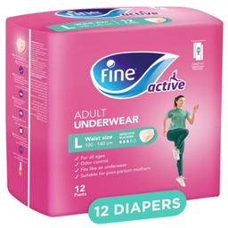 سروال حفاضات فاين اناث البالغات 12 قطعة مقاس L 100-140 سم