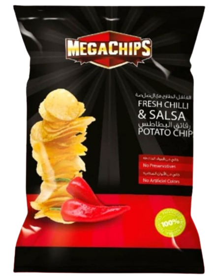 ميجا شيبس رقائق البطاطس بالفلفل الحار الطازج 90 جم