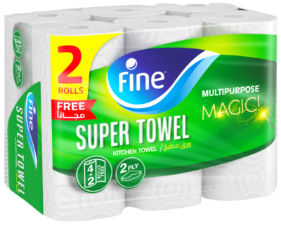 مناشف المطبخ سوبر 4+2 عبوات 2 طبقات