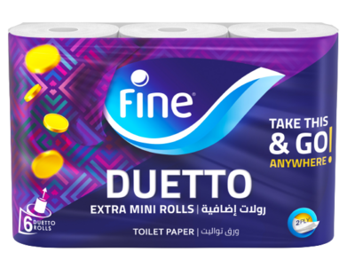 فاين دويتو ميني رول اكسترا ميني طبقتين 6 مناديل تواليت
