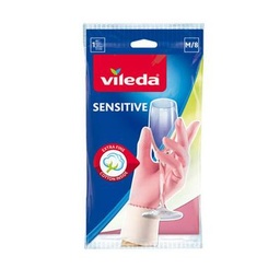 قفازات منزلية من فيليدا لاتكس حساسة مقاس متوسط باللون الوردي