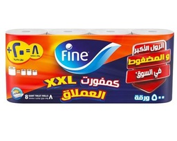 فاين ورق تواليت كمفورت المضغوط 500 ورقة, طبقتين, 8 رول