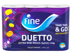 فاين دويتو ميني رول اكسترا ميني طبقتين 6 مناديل تواليت