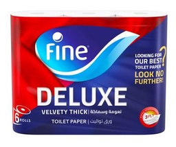 ورق تواليت فاين ديلوكس مخملي سميك 6 لفات